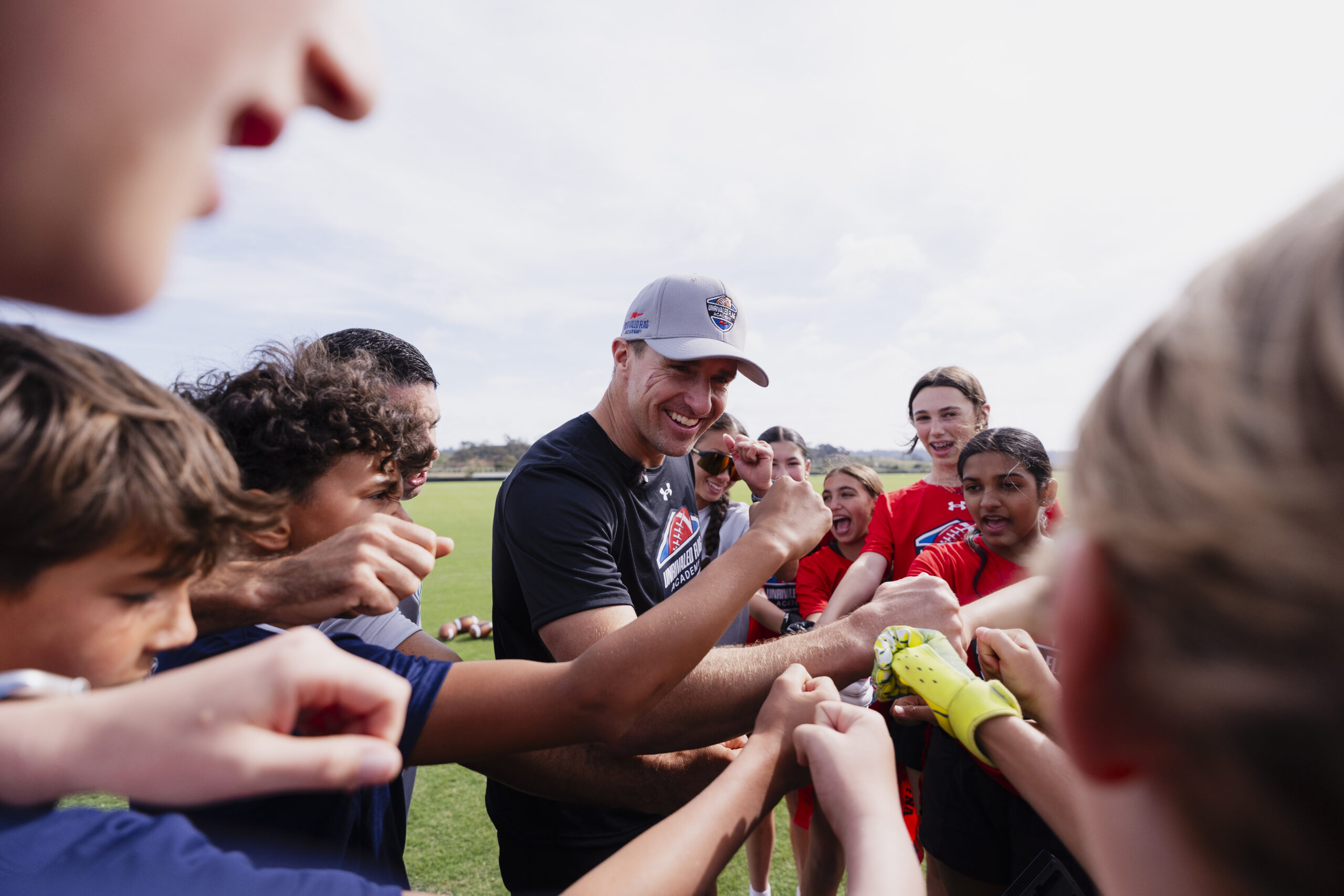 Drew Brees conducts a content shoot with Unrivaled Flag on Monday, April 20, 2026 at the Surf Complex in Del Mar, California.